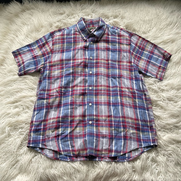 Orvis Madras Linen Short-Sleeved‎ Shirt - Picture 1 of 4